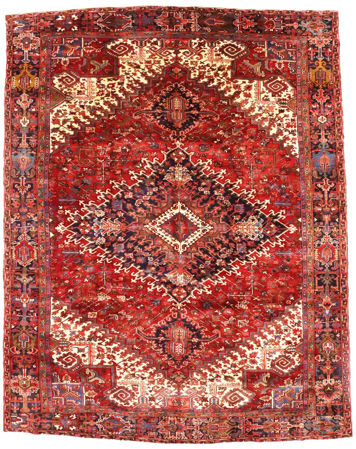 Vintage Red Floral 10'6X13'5 Heriz Persian Rug