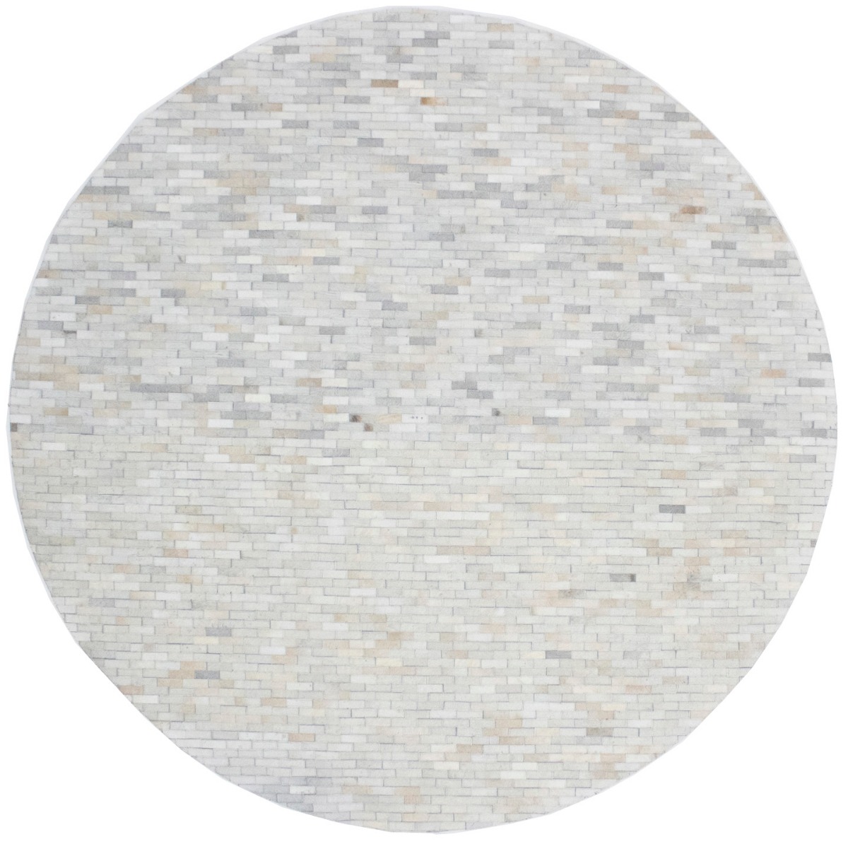 Ivory Silver Cowhide 8X8 Modern Leather Round Rug