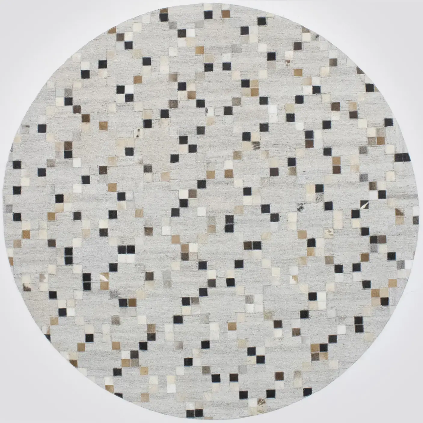 Grey Geometric 6X6 Modern Cowhide Patchwork Print&nbsp;Oriental Rug