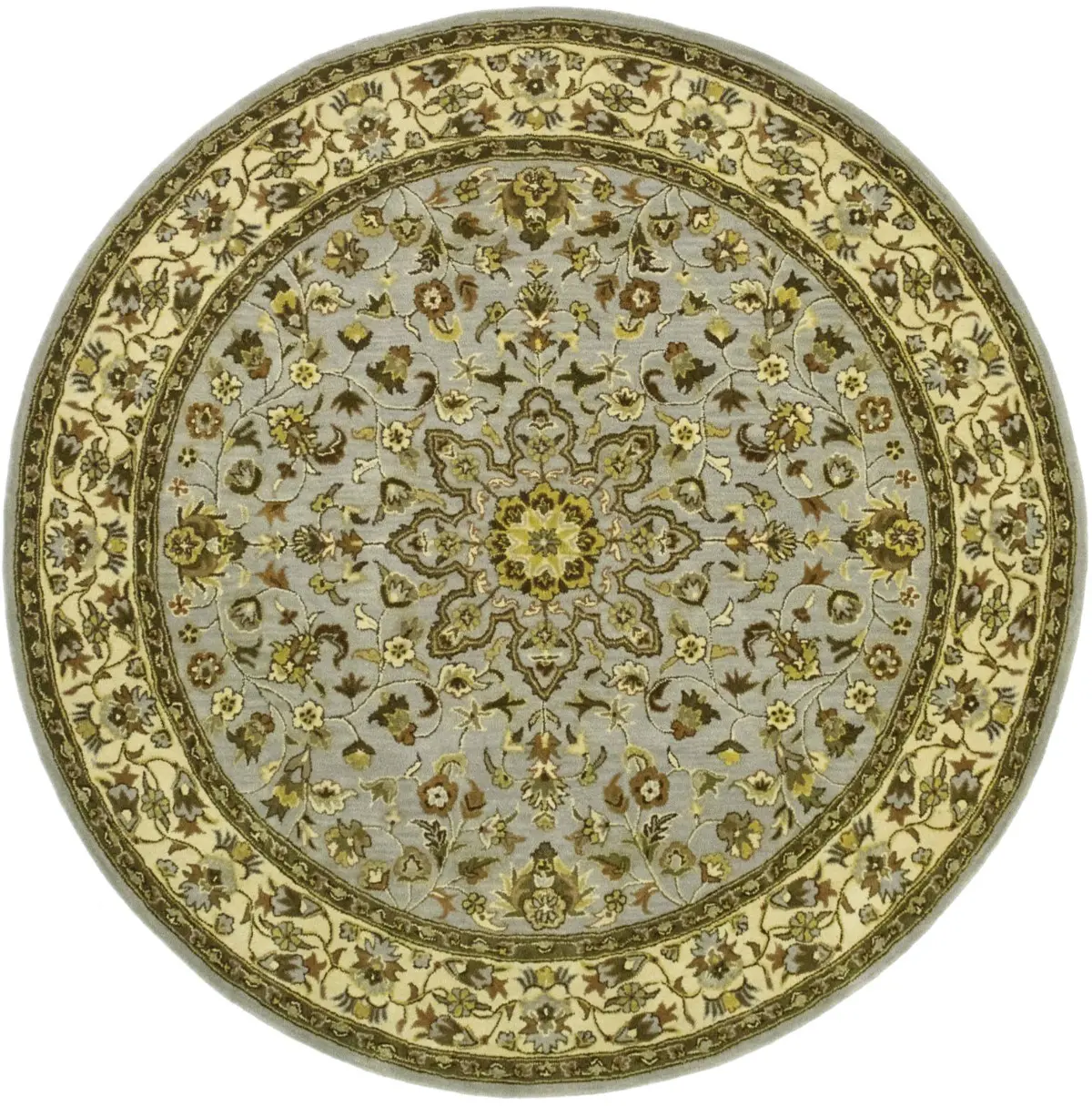Traditional Gray 8X8 Agra Oriental Round Rug