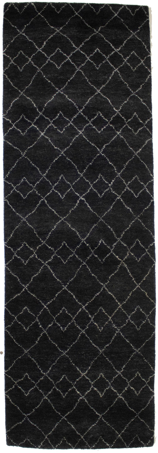 Charcoal Geometric Modern 3X8 Moroccan Style Oriental Runner Rug