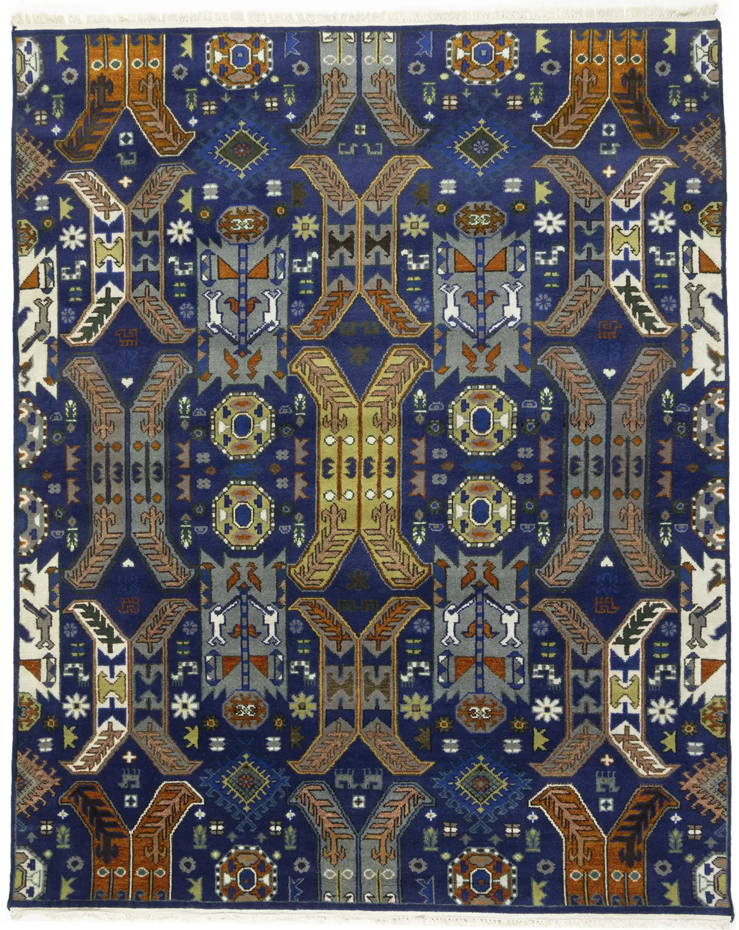 Blue Tribal Geometric 8X10 Oriental Rug