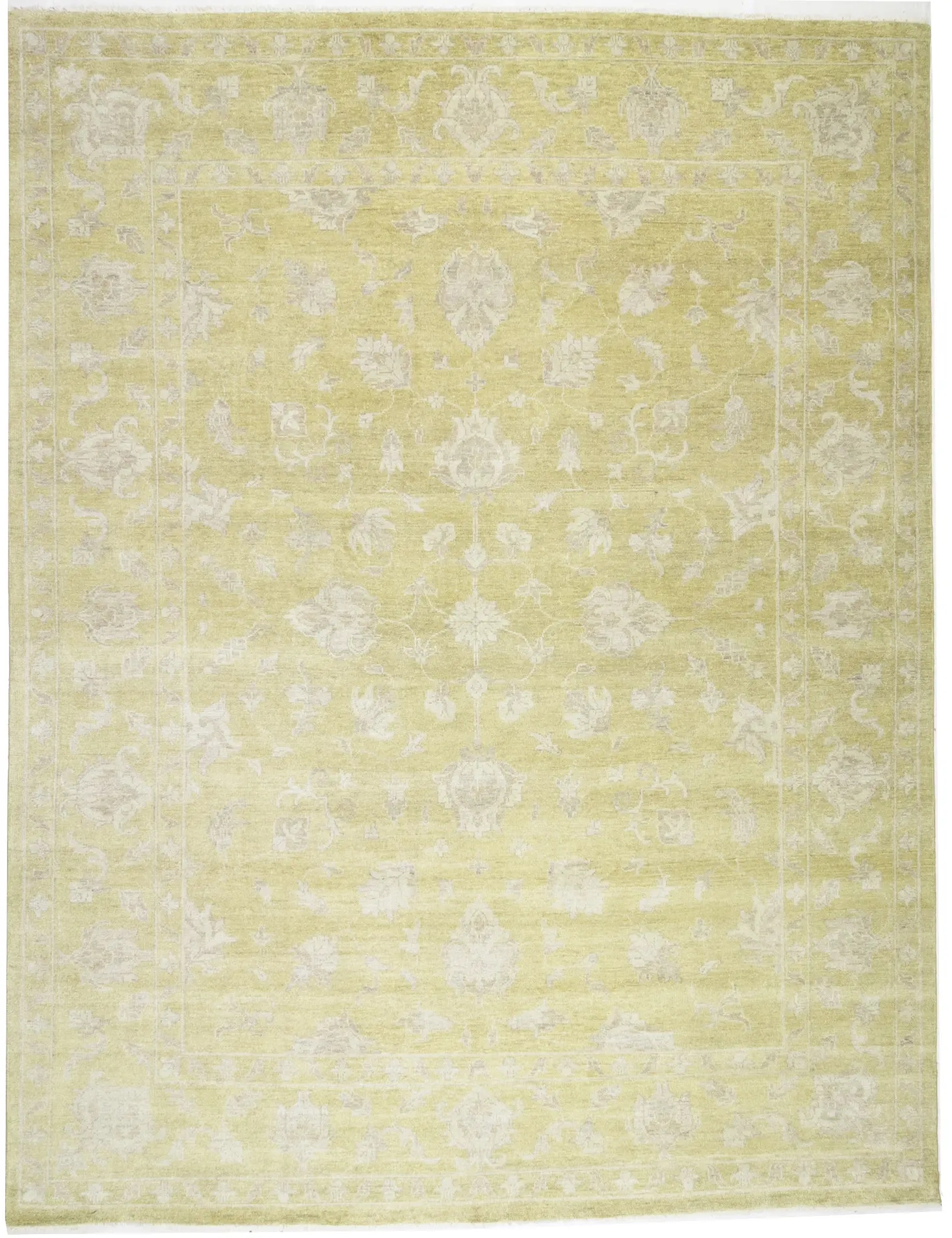 Muted Golden Yellow Floral 12X15 Transitional Oriental Rug