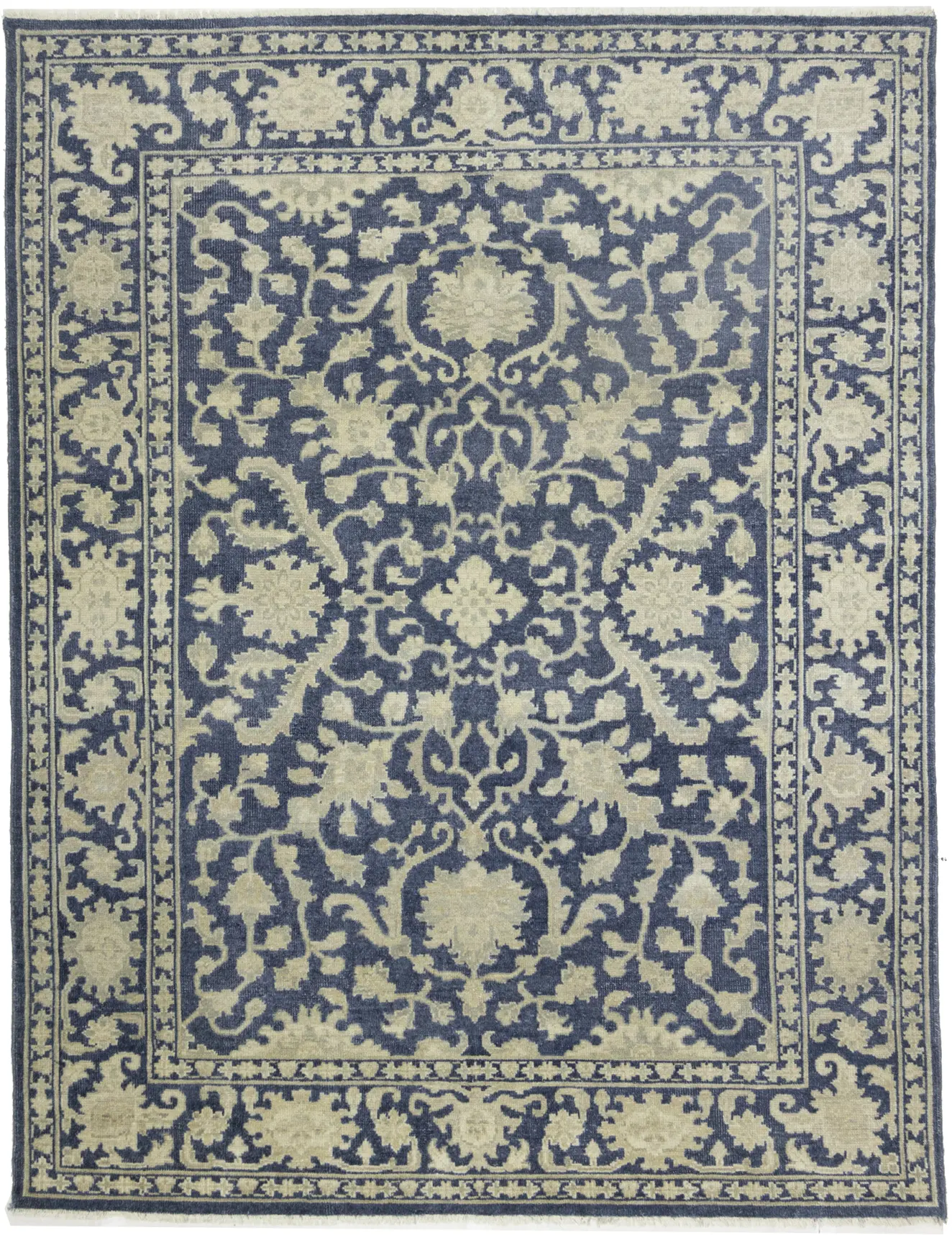 Muted Slate Blue Floral 8X10 Transitional Oriental Rug