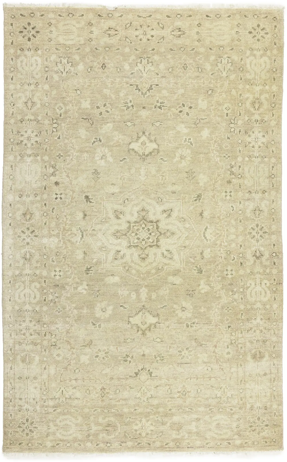 Muted Pinkish Beige Floral 4X6 Transitional Oriental Rug