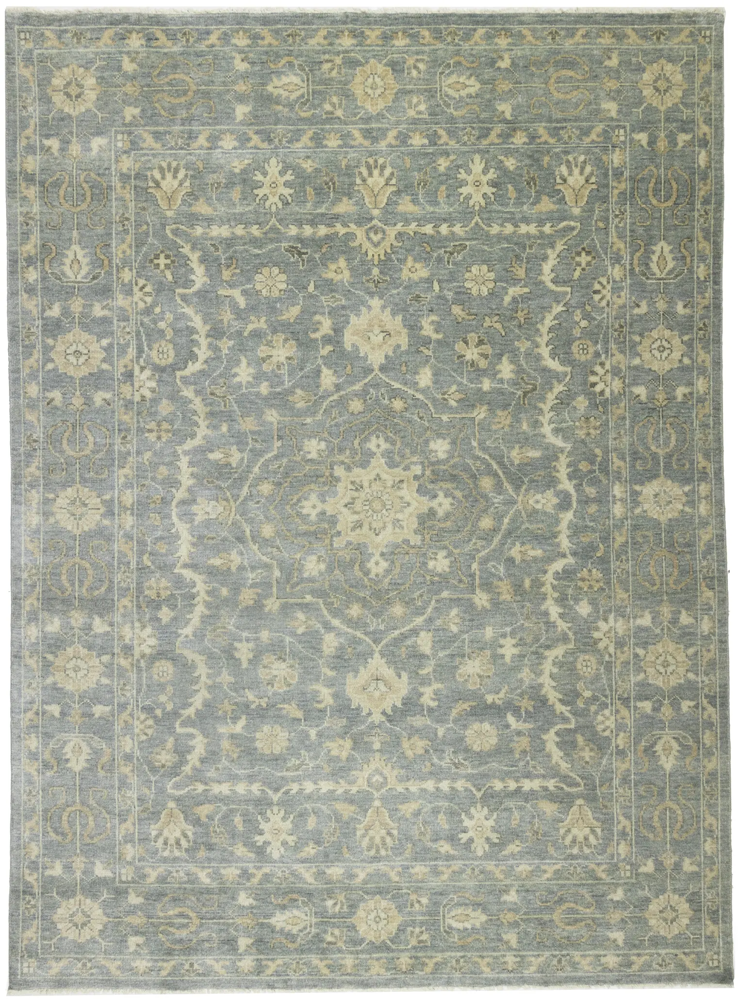 Muted Gray Floral 9X12 Transitional Oriental Rug