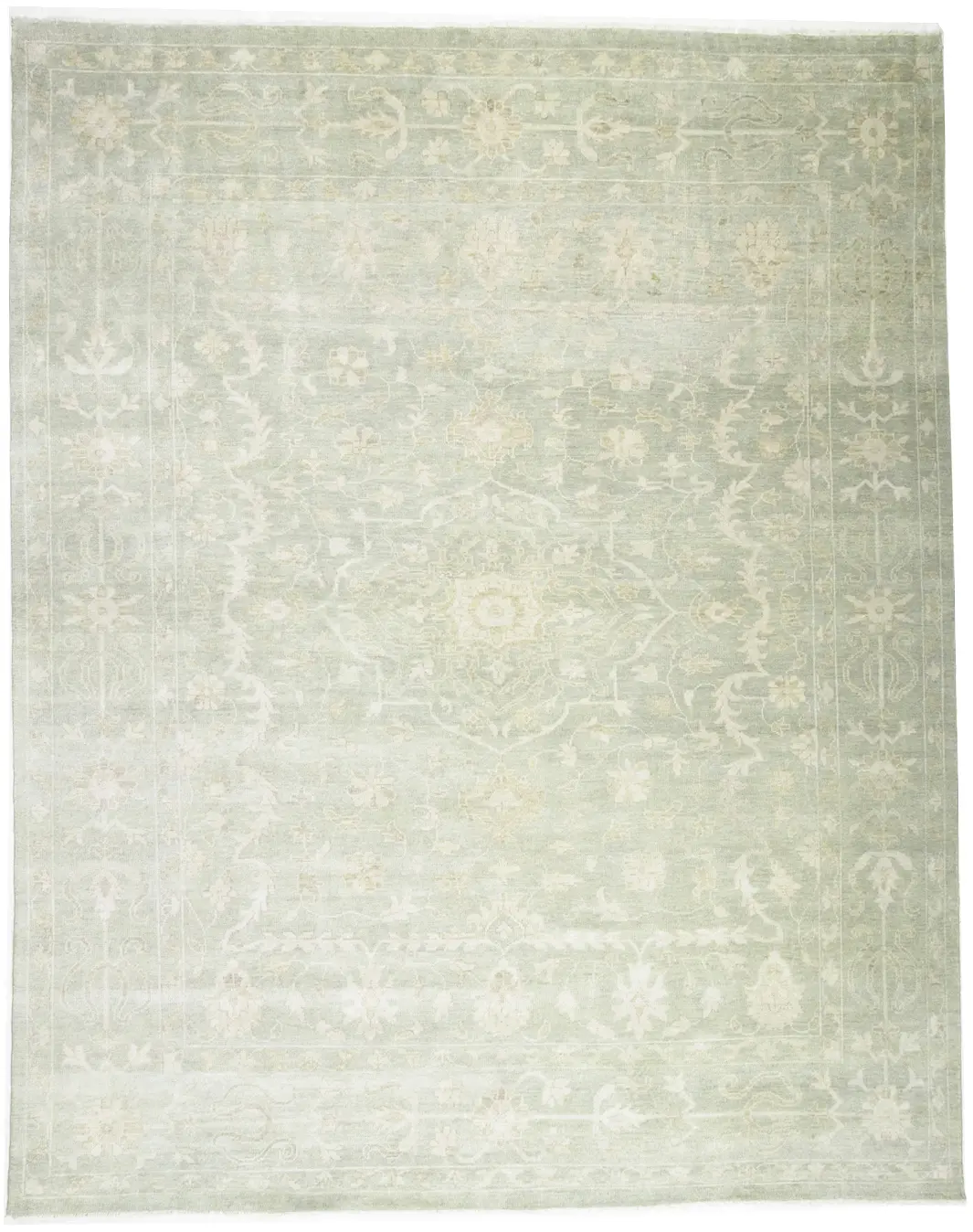 Muted Green Floral 12X15 Transitional Oriental Rug