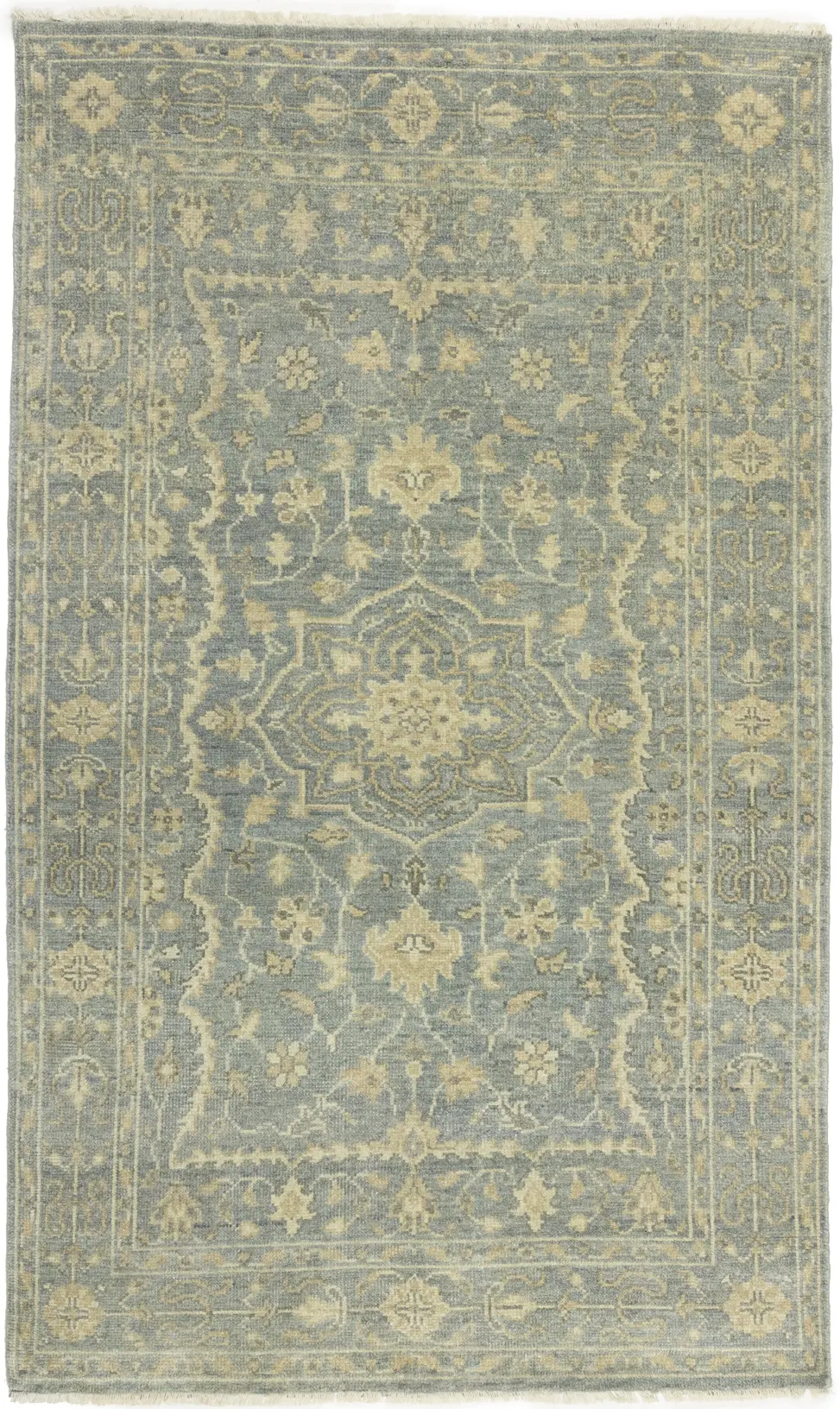 Muted Gray Floral 5X8 Transitional Oriental Rug