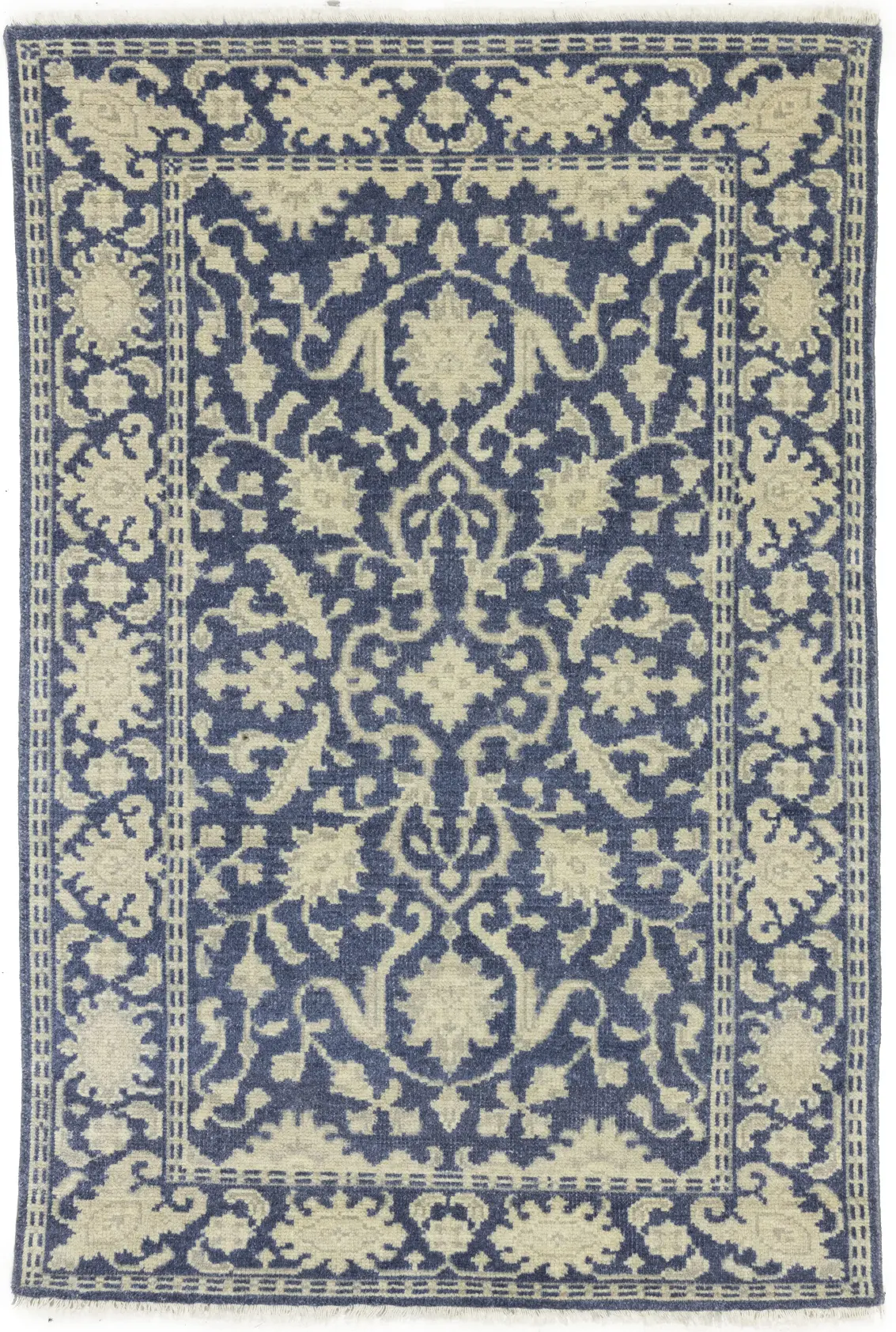 Muted Slate Blue Floral 4X6 Transitional Oriental Rug