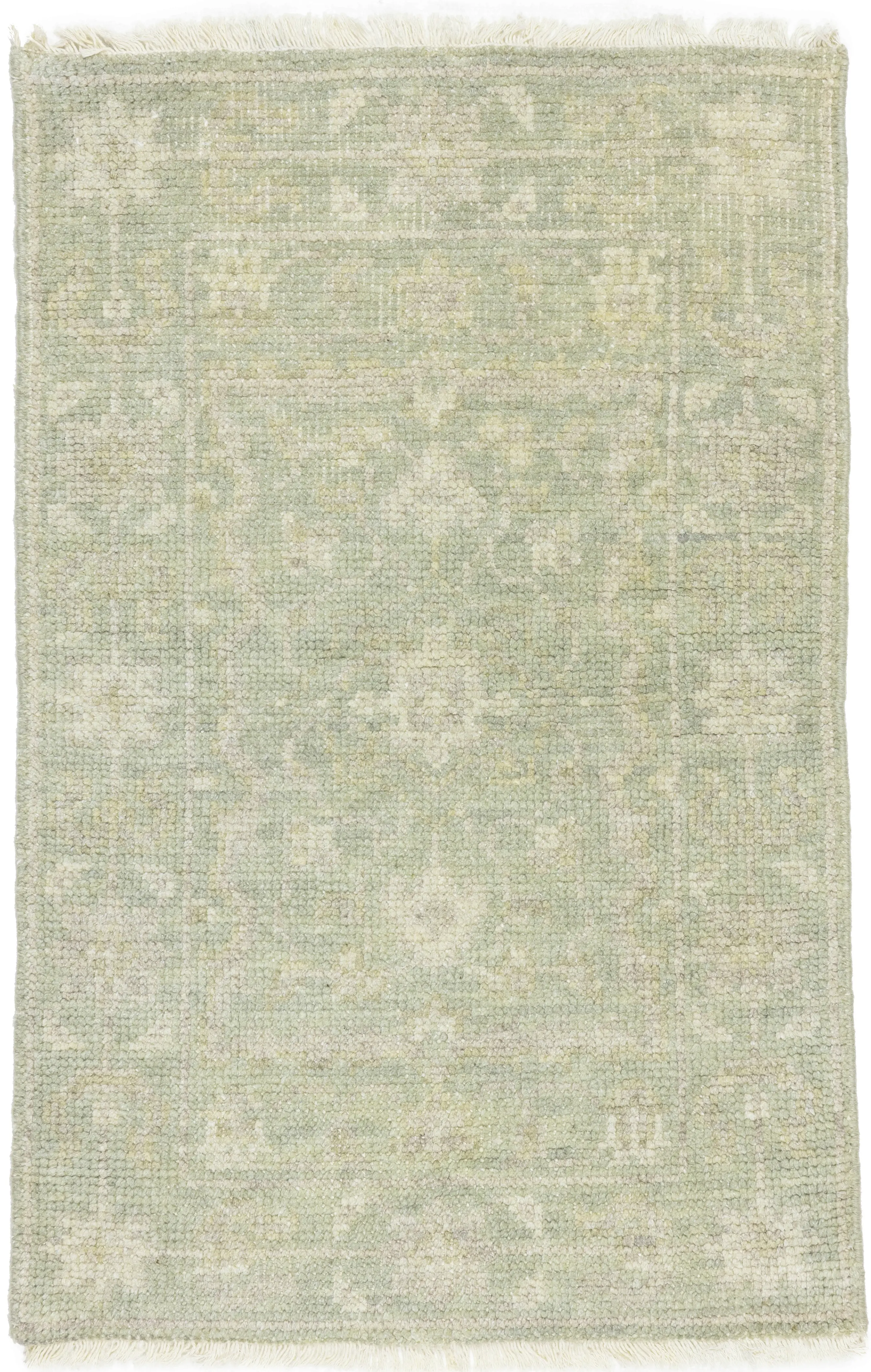 Muted Green Floral 2X3 Transitional Oriental Rug