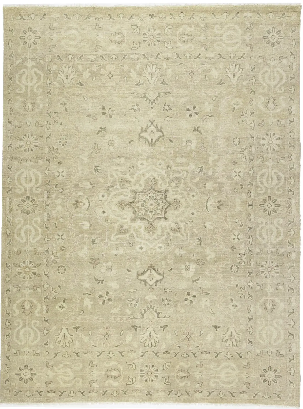 Muted Pinkish Beige Floral 9X12 Transitional Oriental Rug