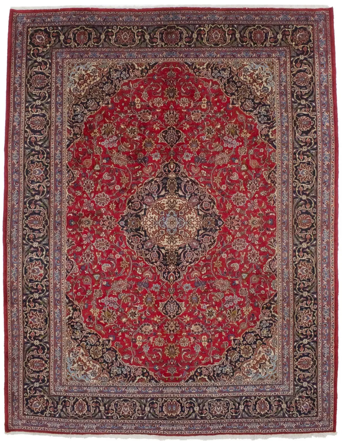 Vintage Rose Red Traditional 10X13 Mashad Persian Rug