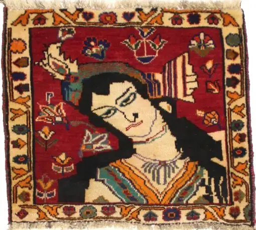 Vintage Red Tribal 2X2 Abadeh Shiraz Persian Rug