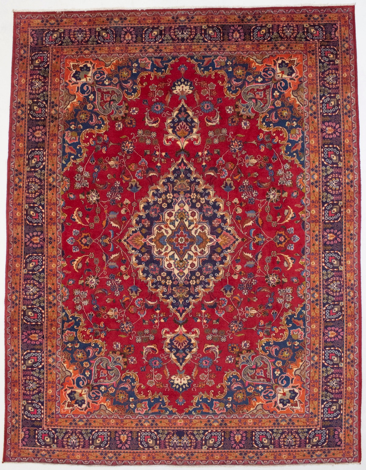 Vintage Red Traditional 9'6X12'7 Sabzevar Persian Rug
