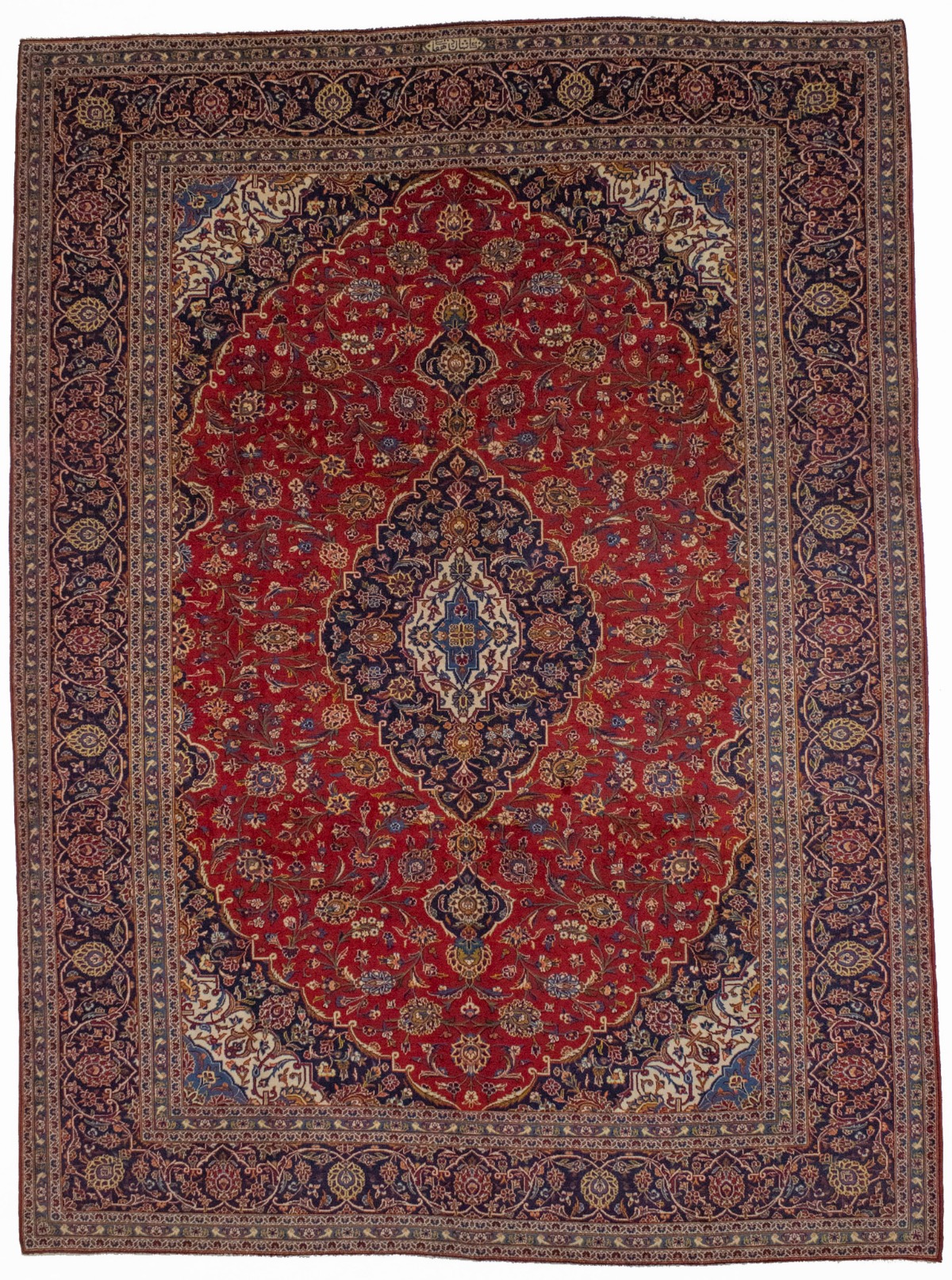 Vintage Red Traditional 10X14 Kashan Persian Rug