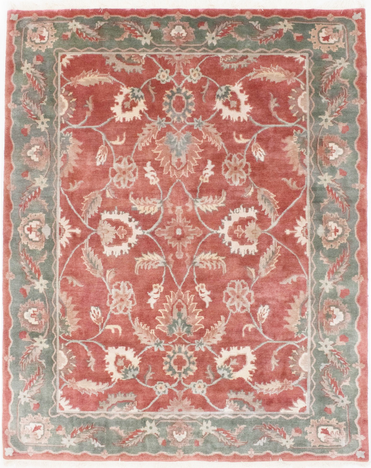 Red & Green Floral 8X10 Oushak Oriental Rug