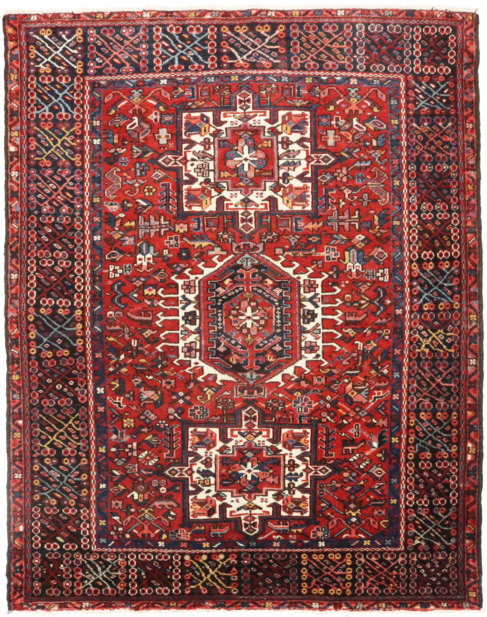 Semi Antique Rusty Red Tribal 5X6 Karajeh Persian Rug