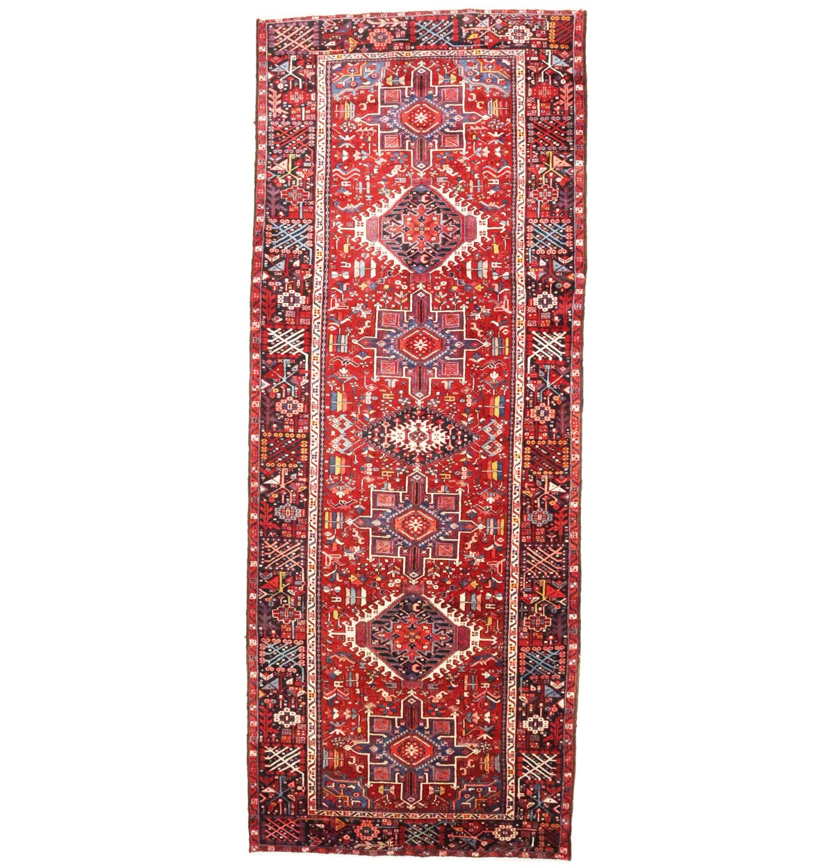 Vintage Red Tribal 5X13 Karajeh Persian Runner Rug