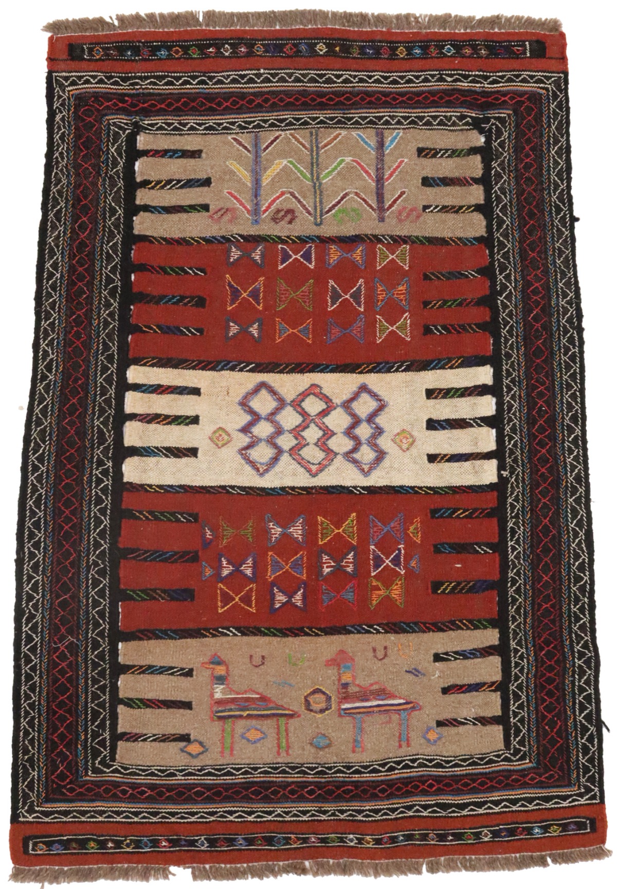Multicolored Tribal 3'5X5 Sumak Herati Persian Rug