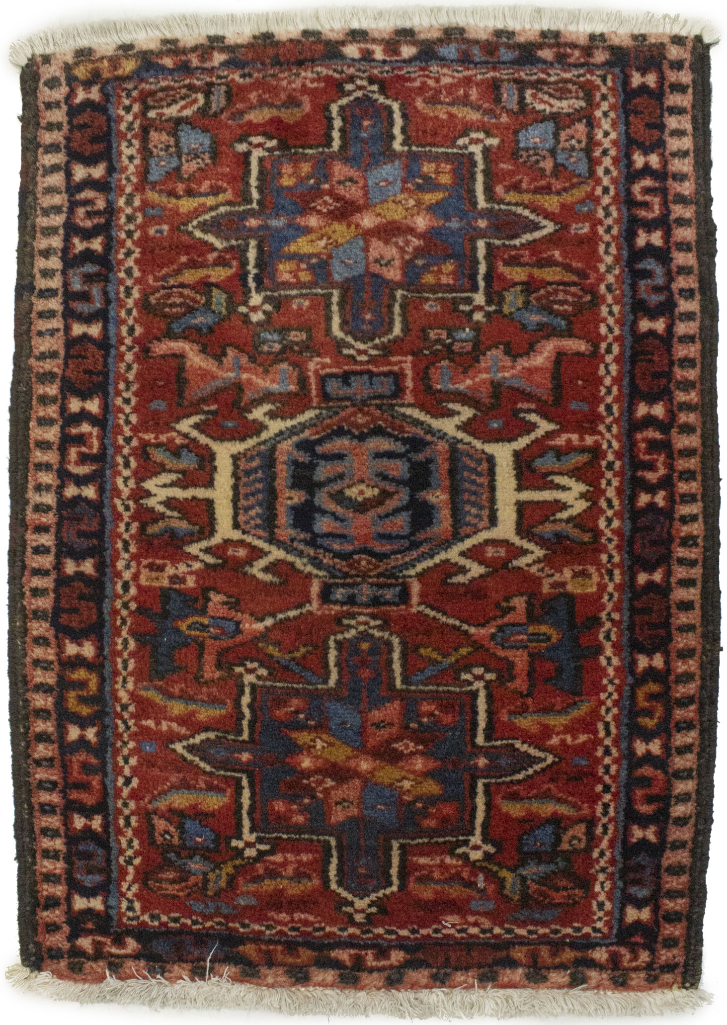 Semi Antique Geometric Red 2X3 Karajeh Persian Rug