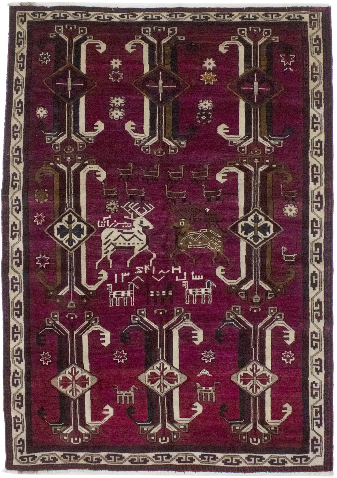 Semi Antique Wine Red Tribal 7X9 Shiraz Persian Rug