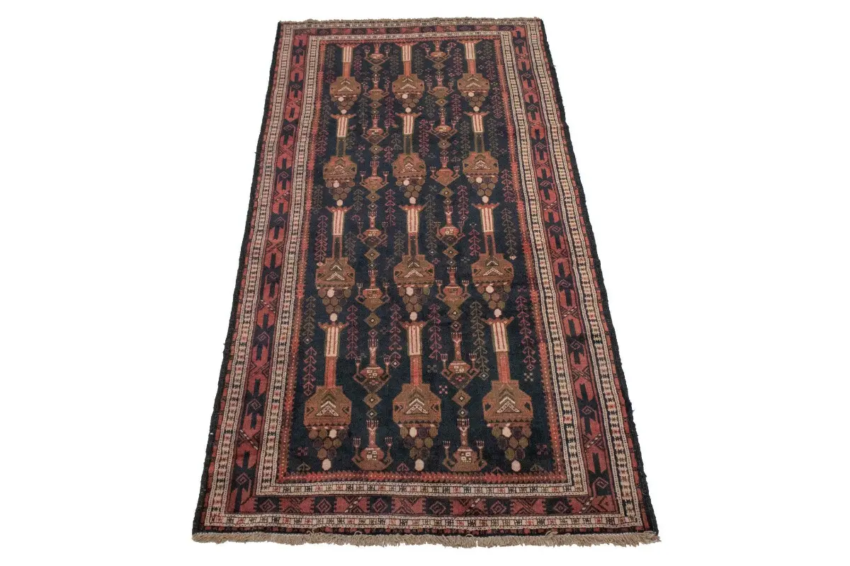 Vintage Rusty Red Tribal 4'6X10 Balouch Persian Runner Rug