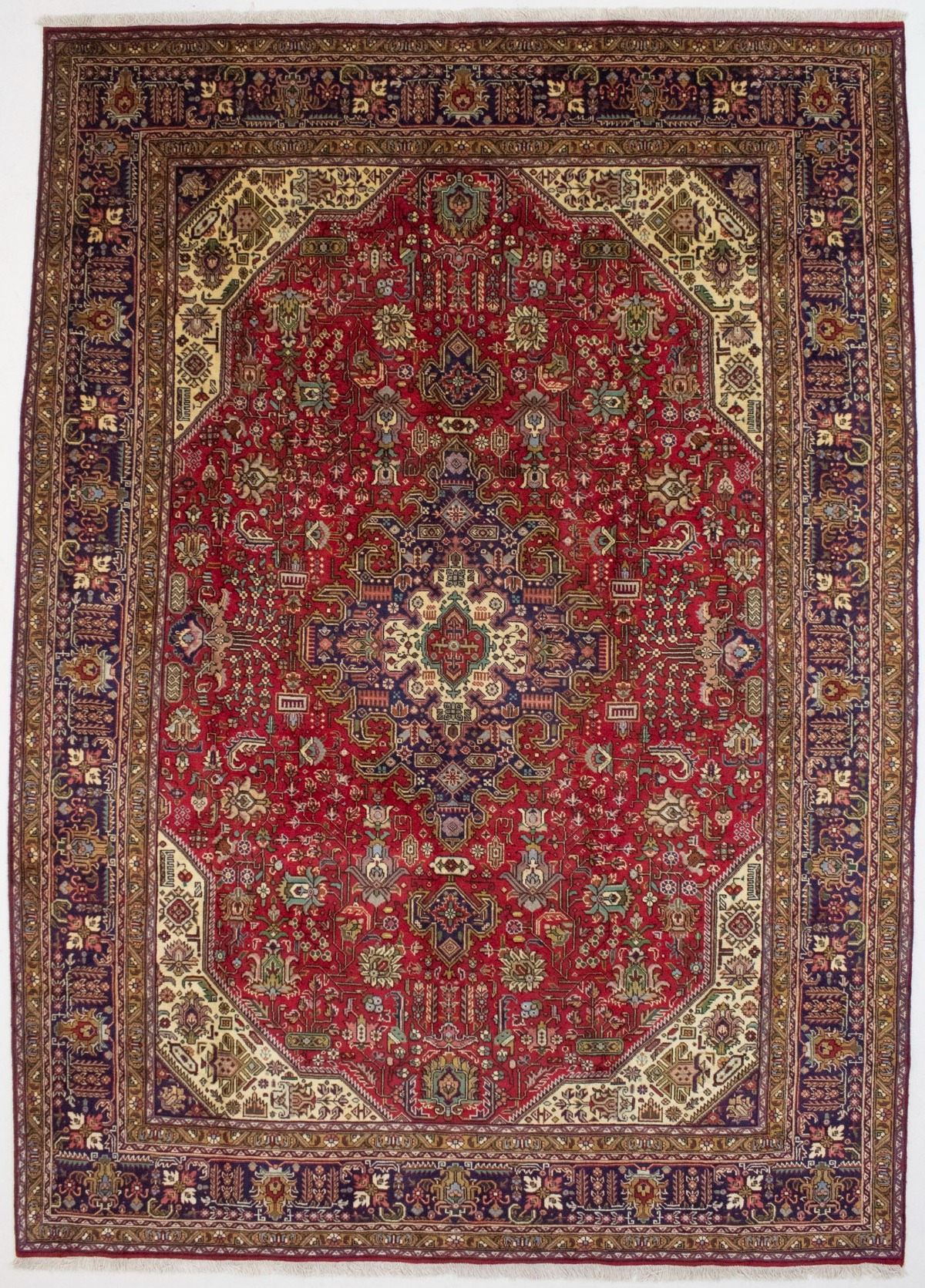 Vintage Traditional Red 8X11'5 Tabriz Persian Rug