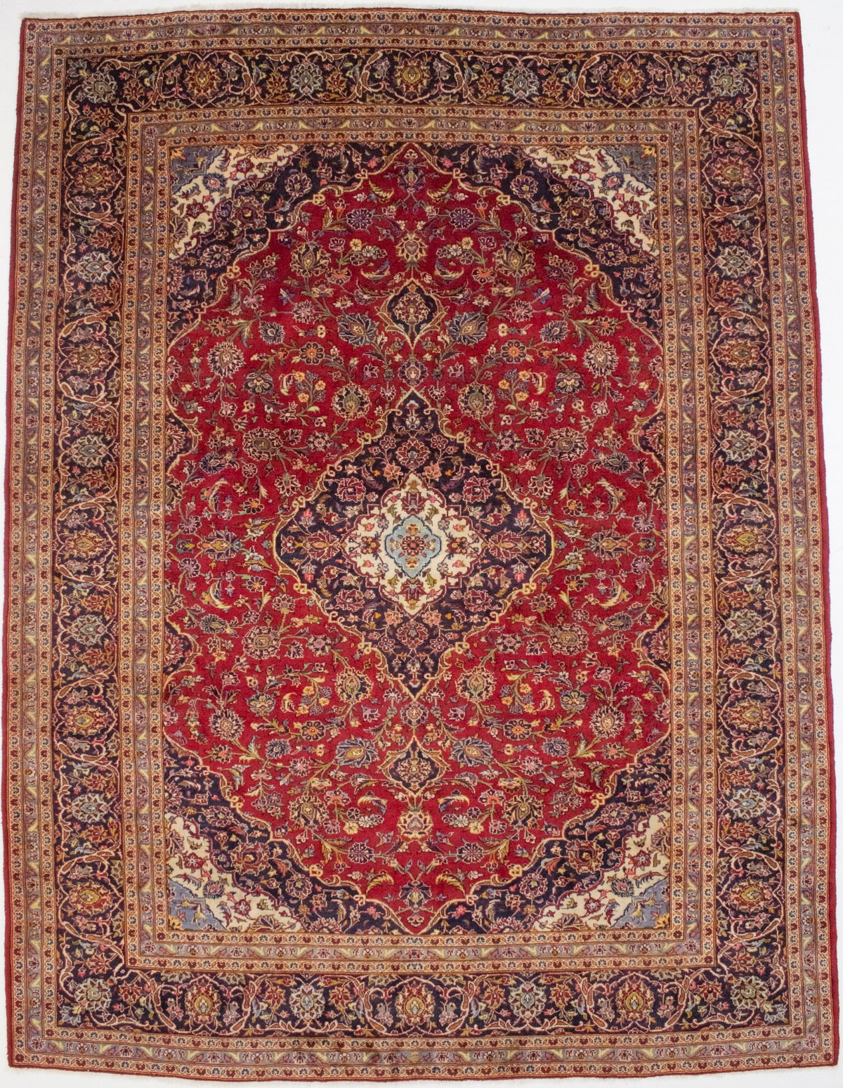 Vintage Traditional Red 10X13 Kashan Persian Rug