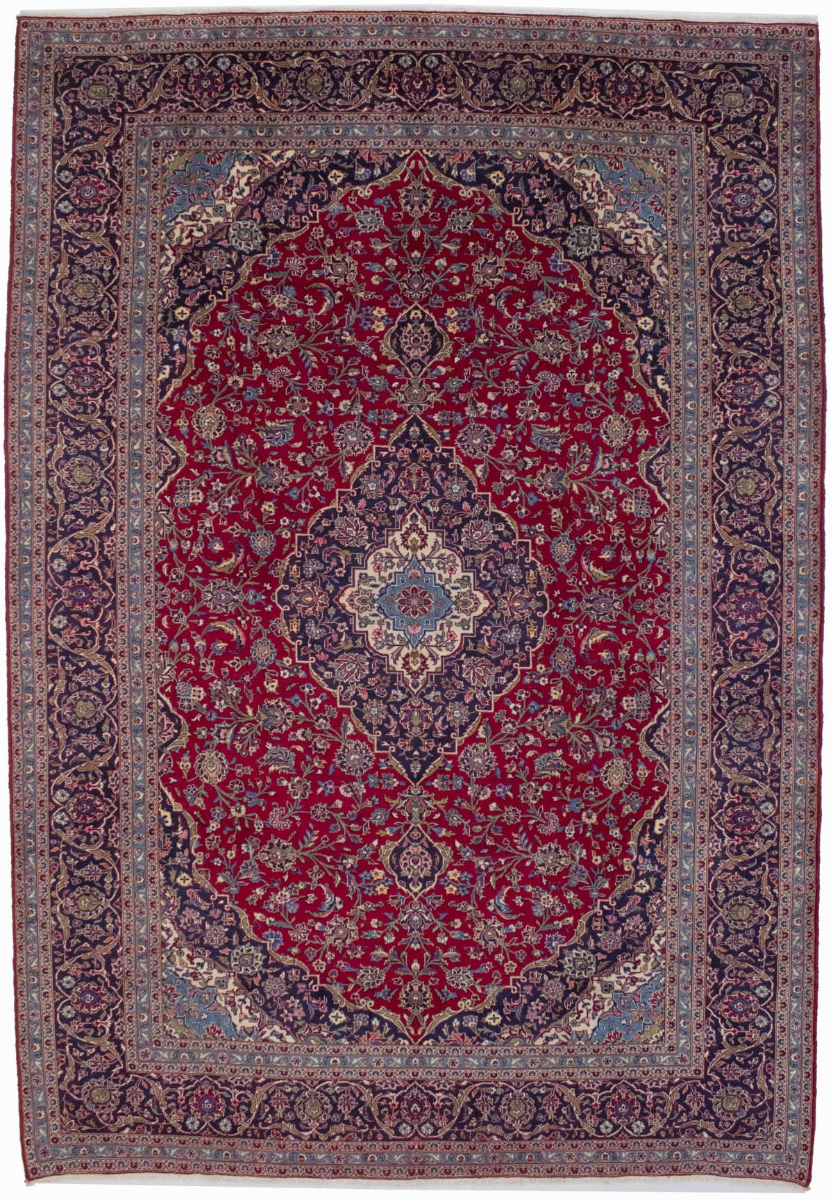 Vintage Traditional Red 10X14 Kashan Persian Rug