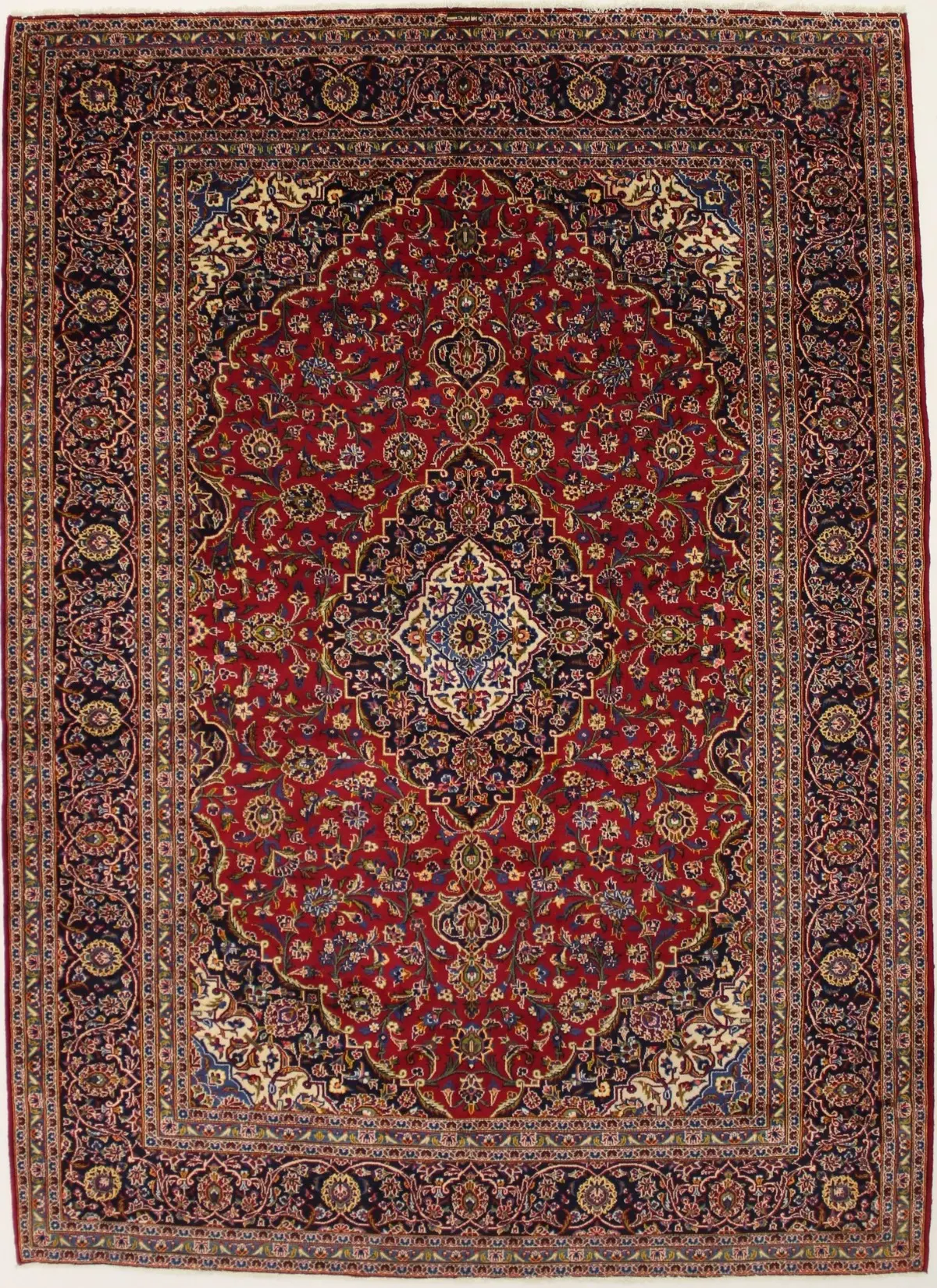 Vintage Red Traditional 10X13'5 Kashan Ghotbi Persian Rug