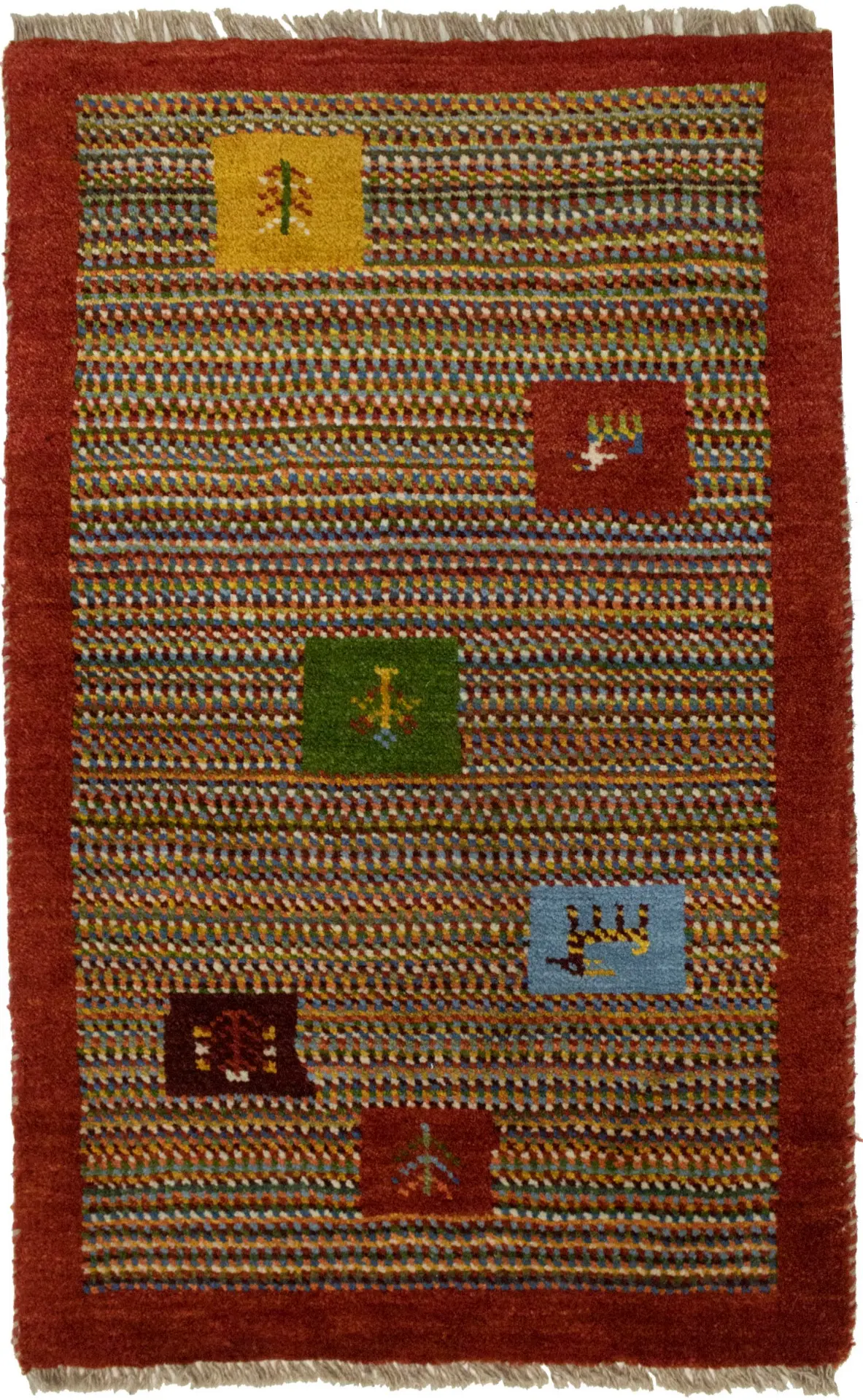 Multicolored Tribal Border 2X3 Gabbeh Persian Rug