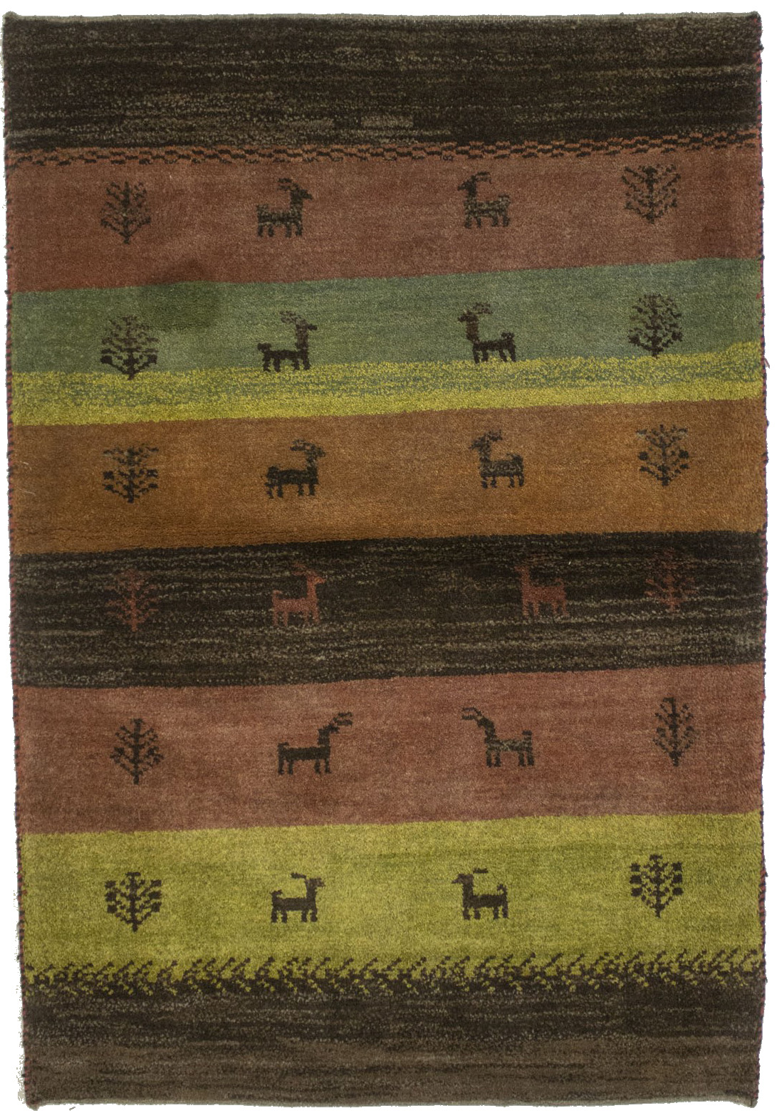 Multicolored Tribal Stripes 3X5 Gabbeh Persian Rug