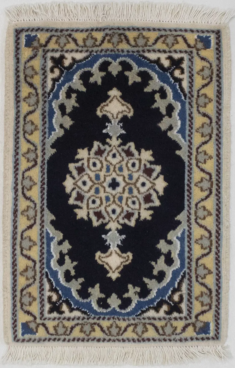 Navy Blue Traditional 1X2 Nain Persian Rug