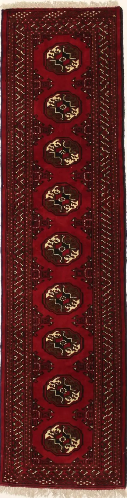 Red Tribal 3X9 Turkoman Persian Runner Rug