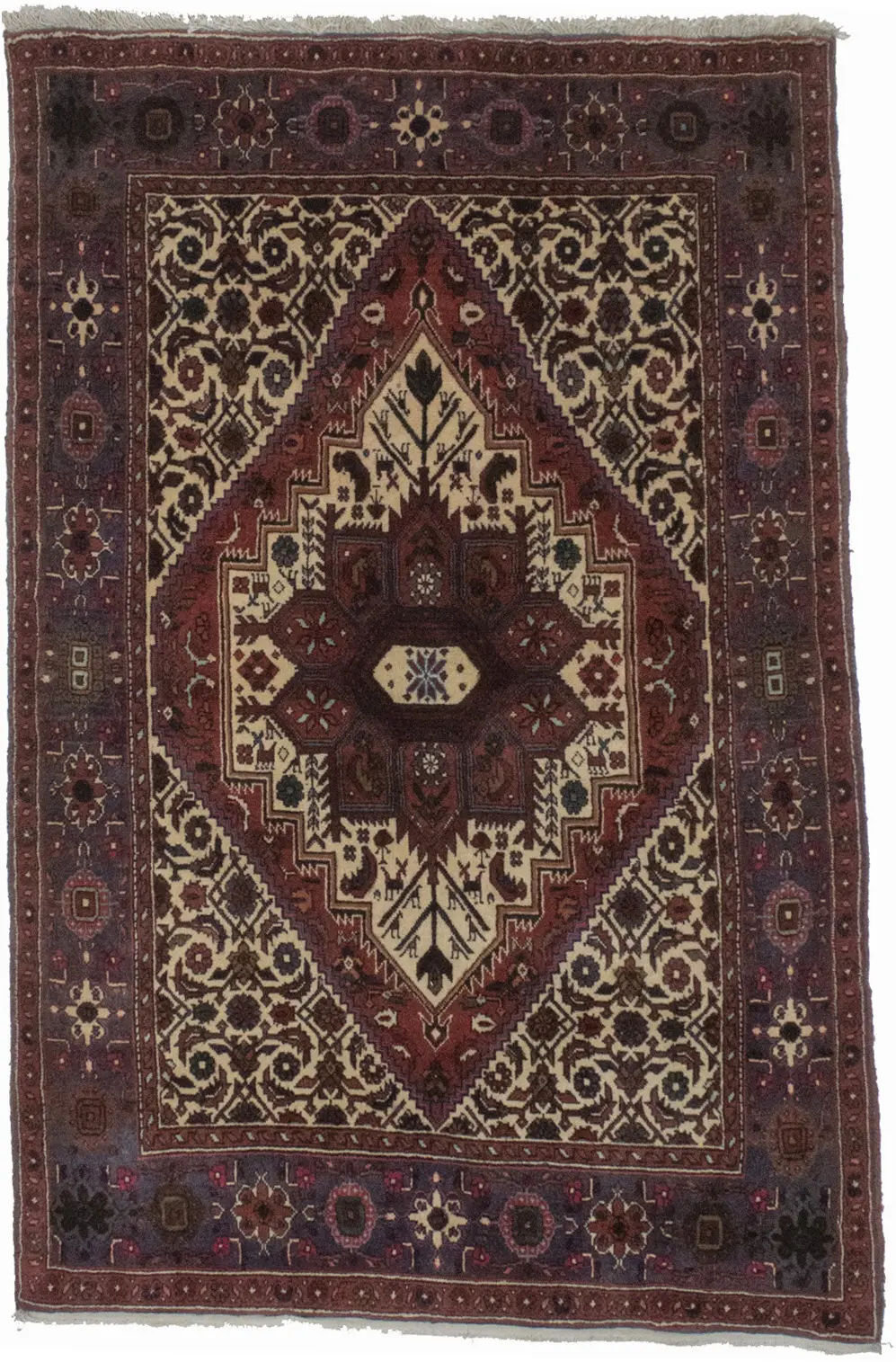 Vintage Floral Geometric 3X5 Bidjar Persian Rug