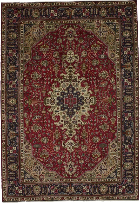 Vintage Red Traditional 7X10 Tabriz Persian Rug