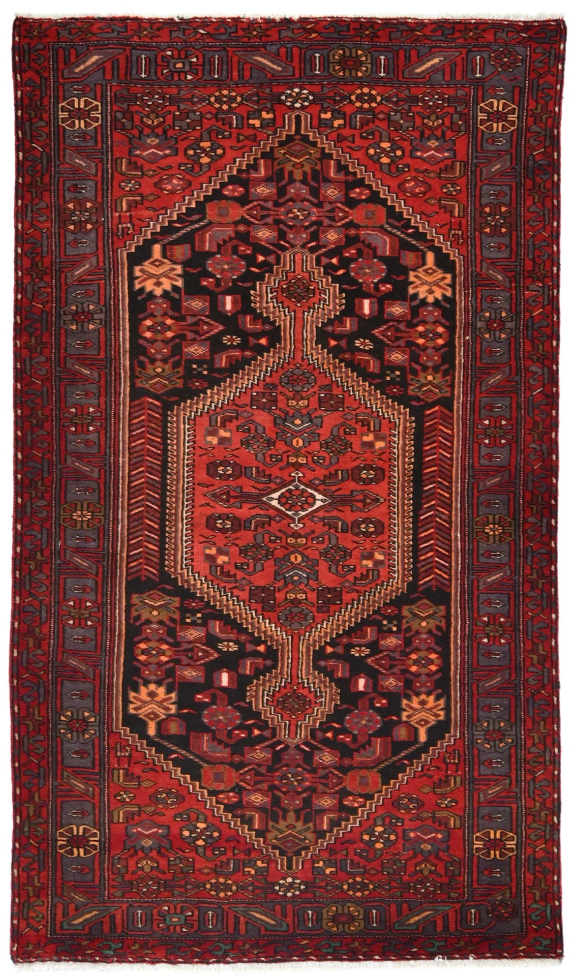 Vintage Red Tribal 4'6X7'9 Hamedan Persian Rug