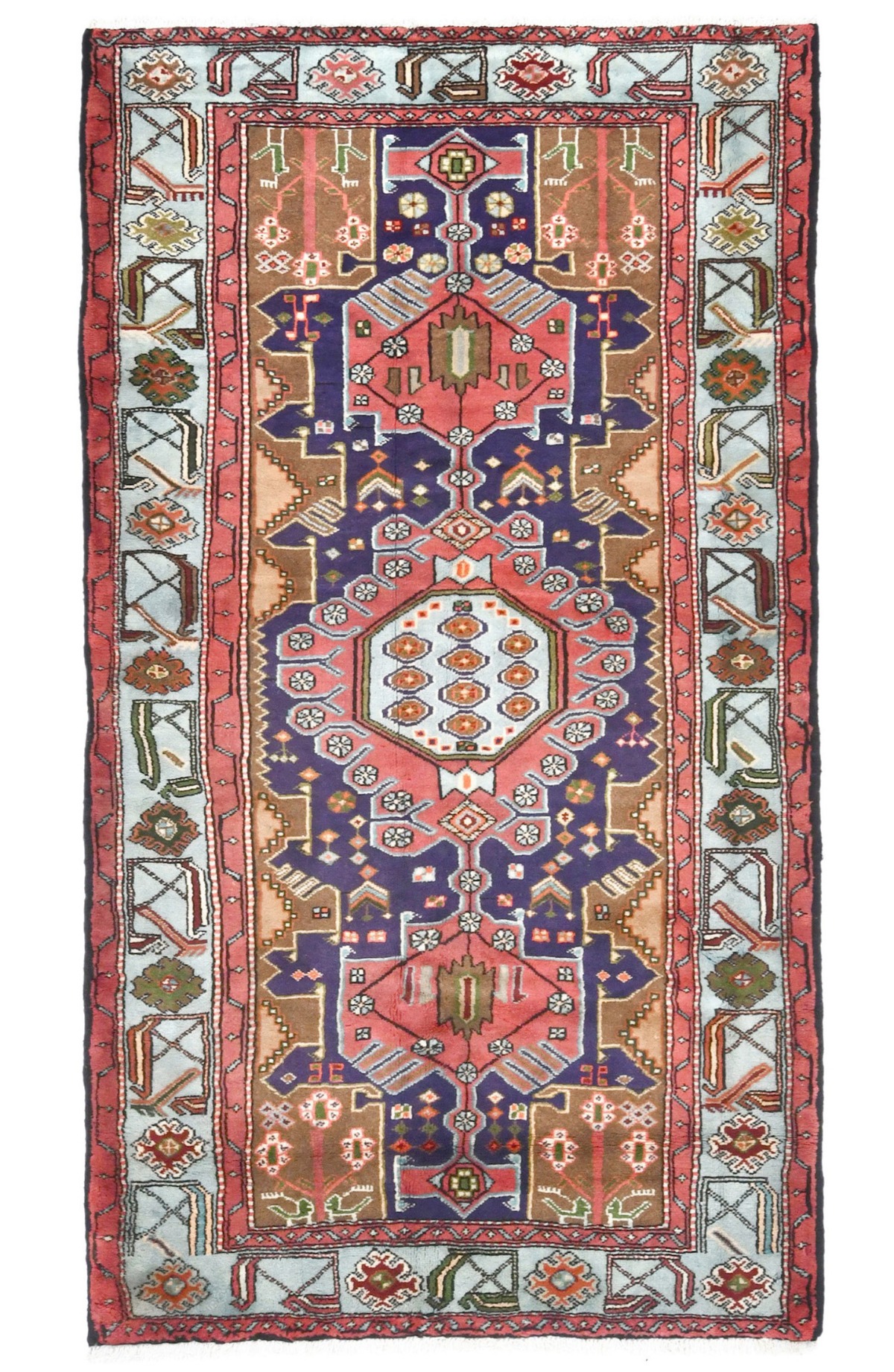 Vintage Tribal Geometric 4X7 Hamedan Persian Rug