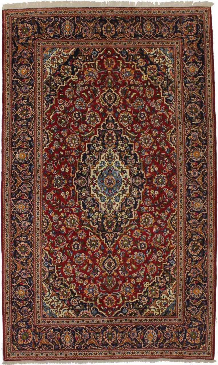 Vintage Red Traditional 7X11 Kashan Persian Rug
