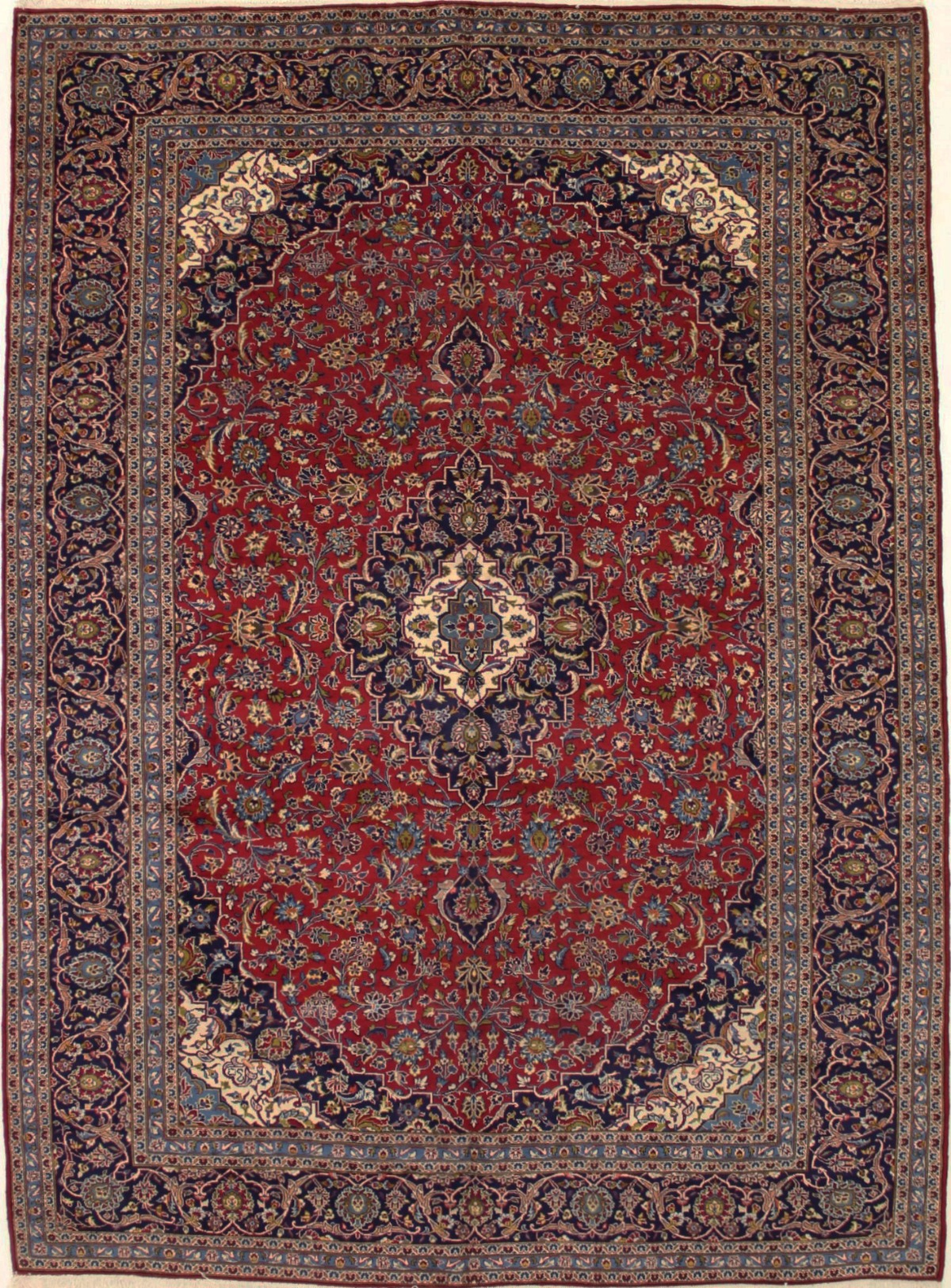 Semi Antique Red Traditional 10X14 Kashan Persian Rug