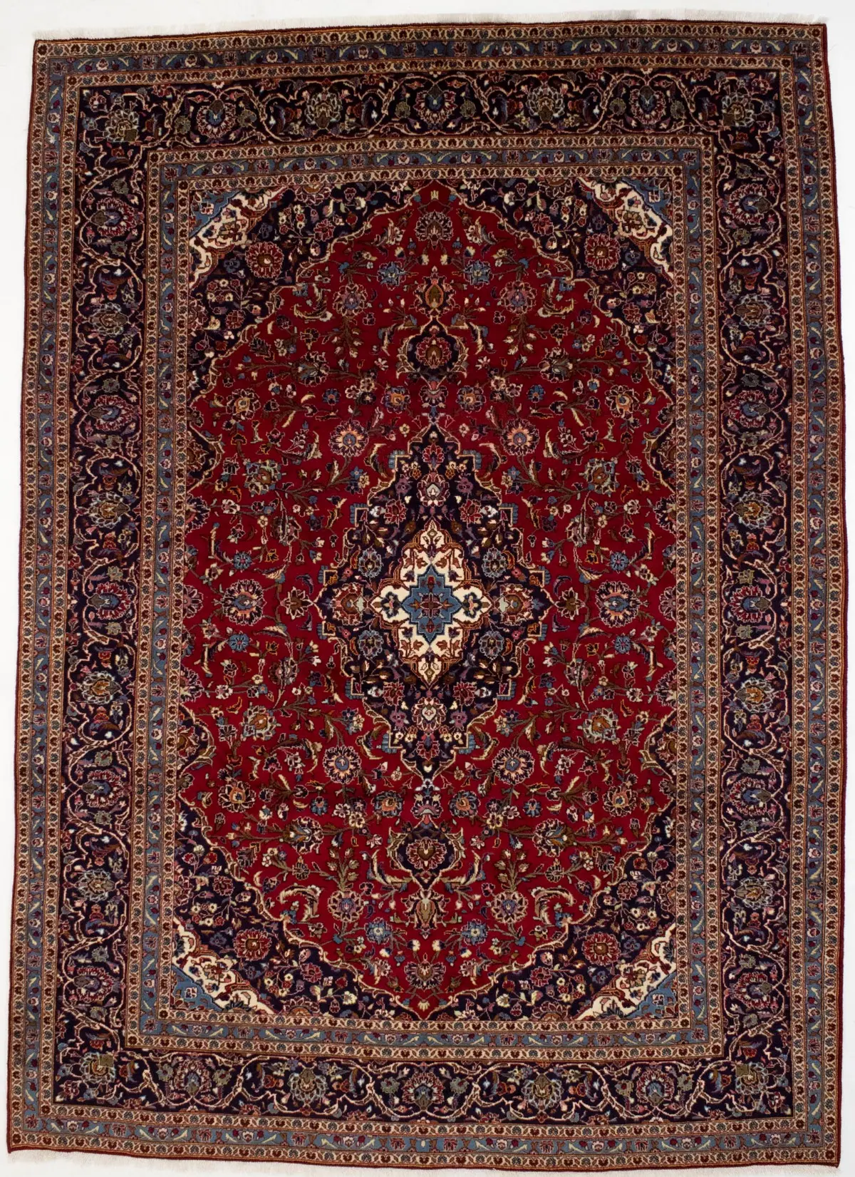 Vintage Red Traditional 9'7X13'6 Kashan Persian Rug