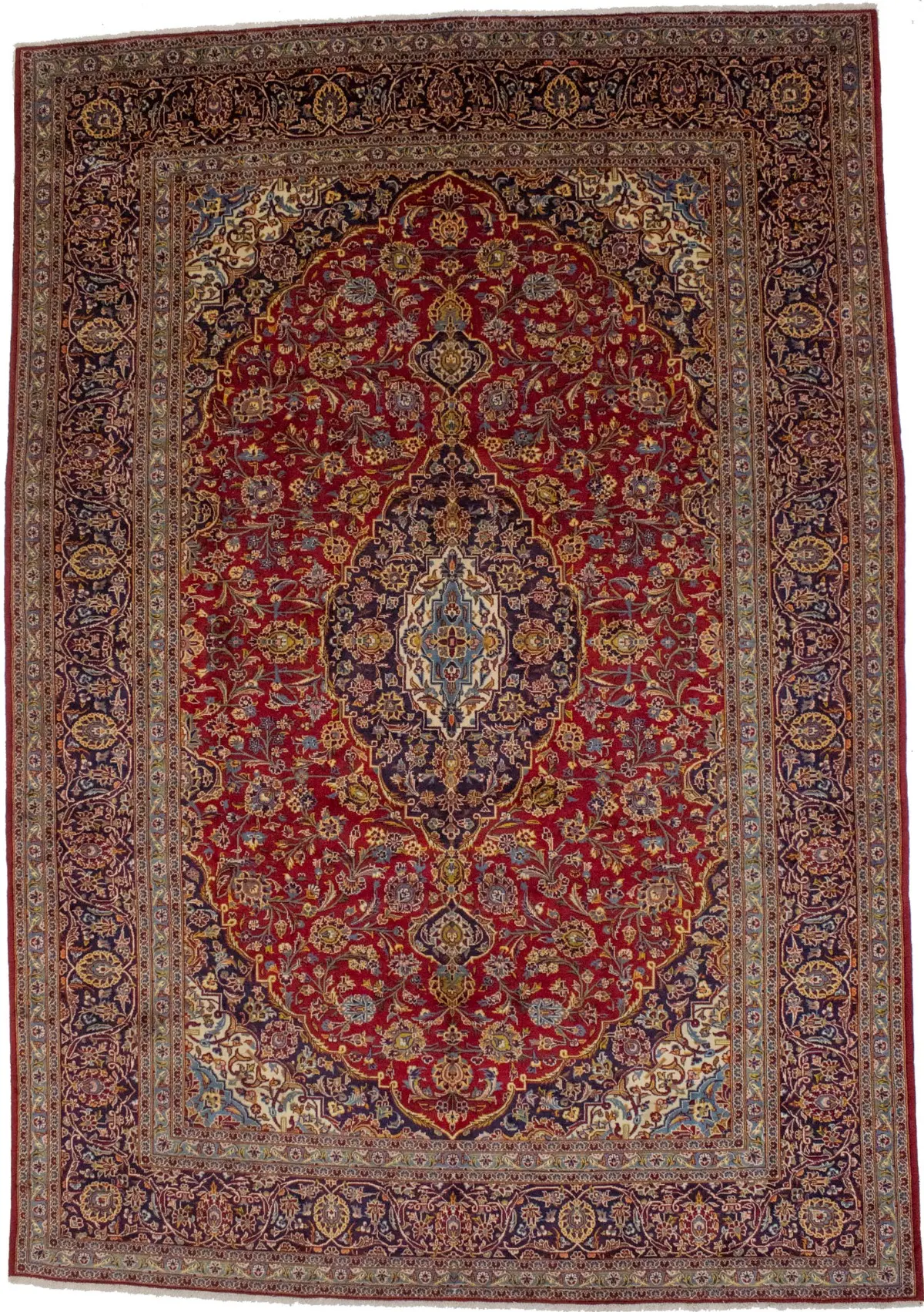 Vintage Red Traditional 10X14 Kashan Persian Rug