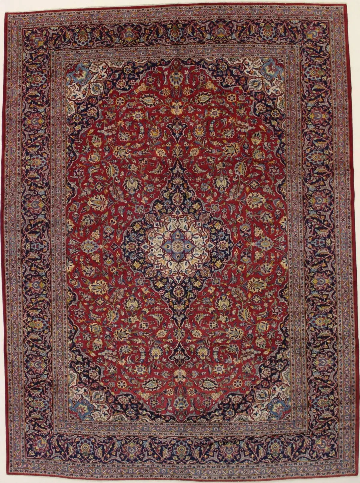 Vintage Red Traditional 10X13 Kashan Persian Rug