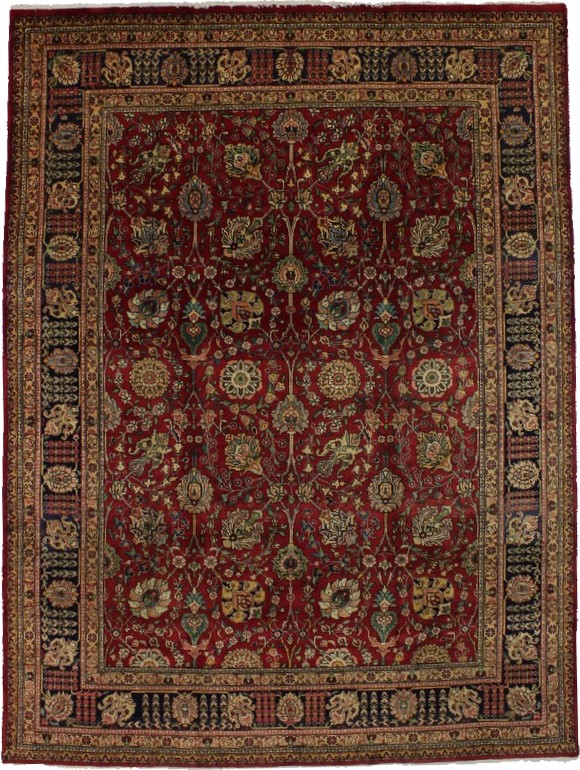 Vintage Red Classic Traditional 10X13 Tabriz Persian Rug